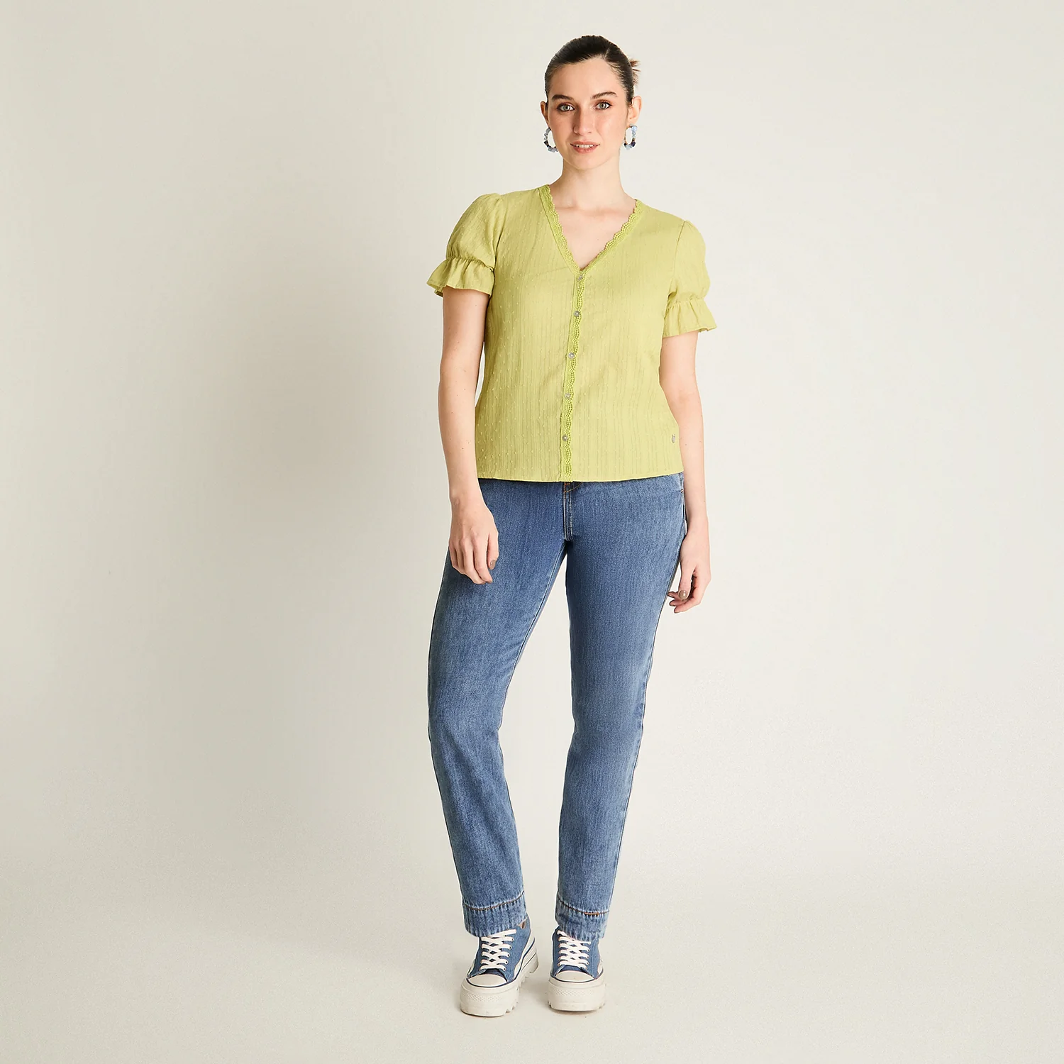 Blusa Verde Lima con Botones - Image 4