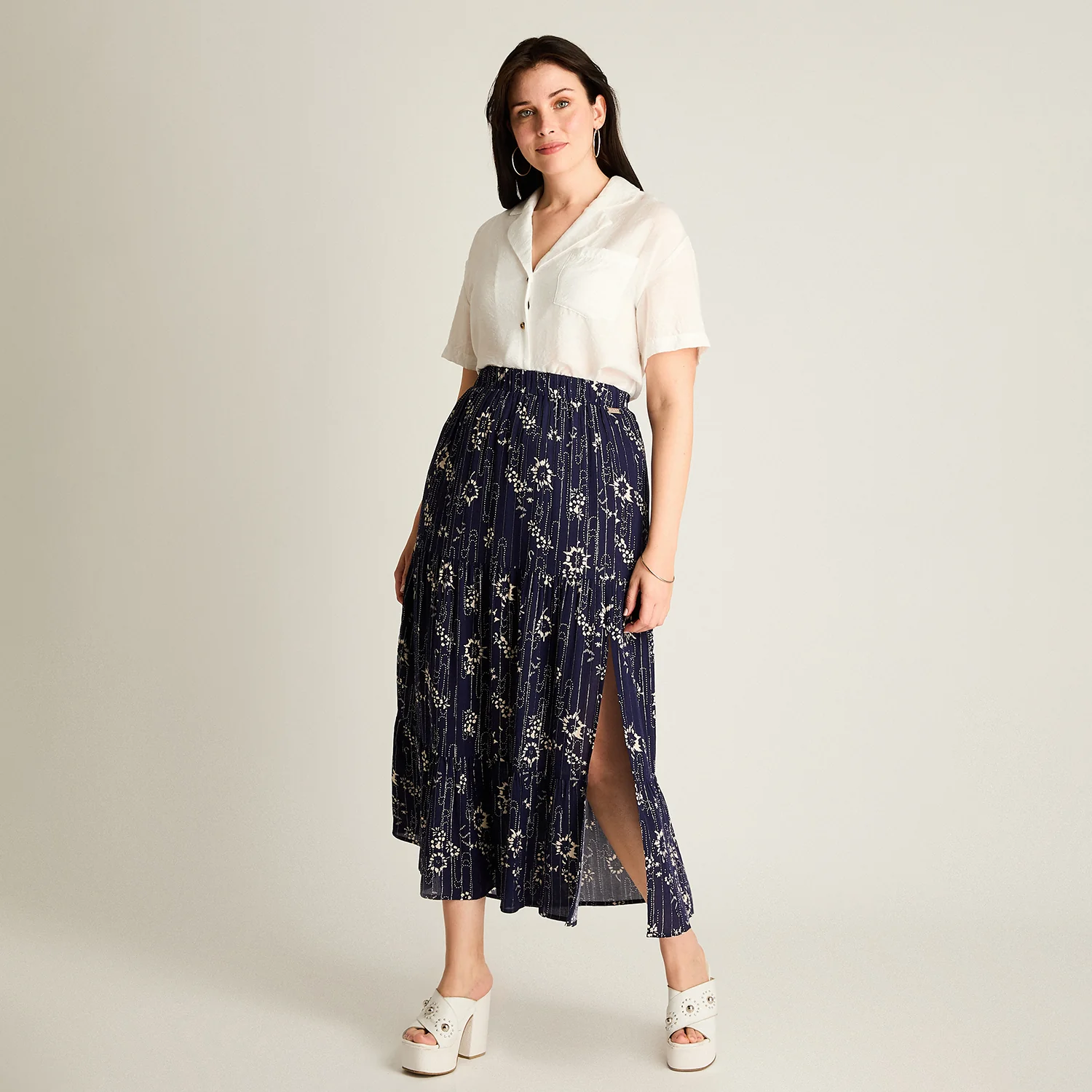 Falda Azul Maxi con Lurex Calce Normal - Image 4