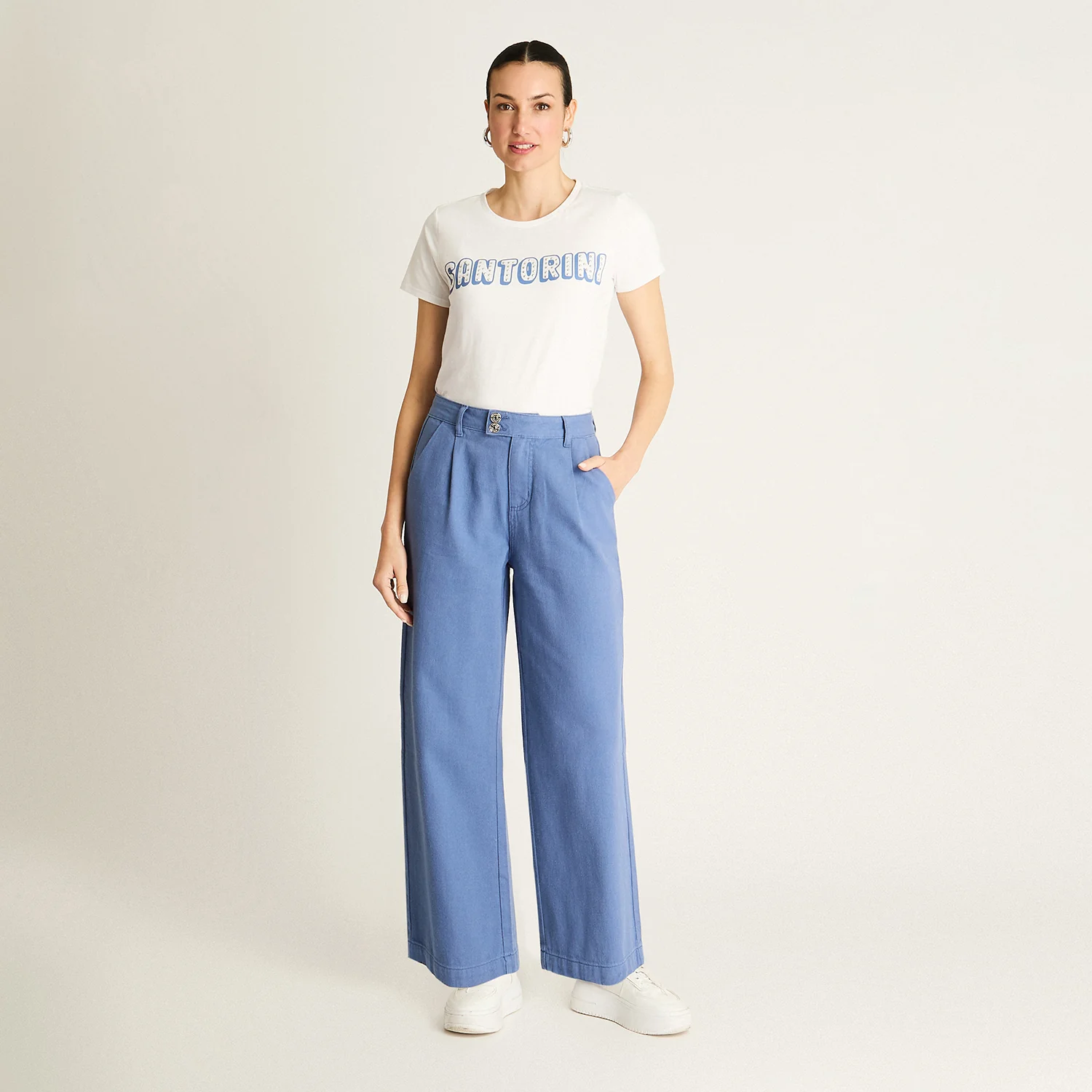 Pantalon Algodón Azul Wide Leg - Image 4