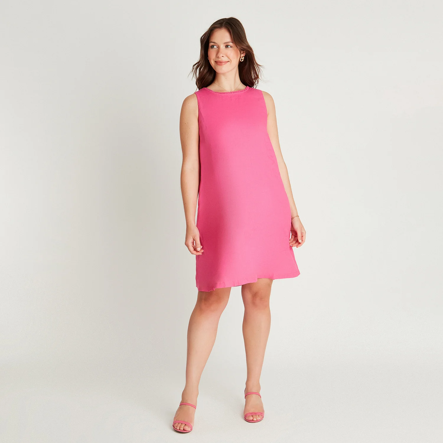 Vestido Midi Lino Fucsia - Image 5